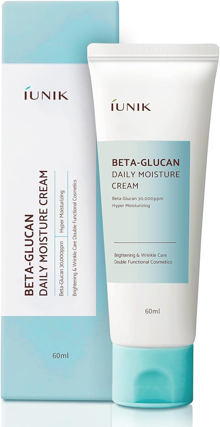 IUNK Beta Glucan Daily Moisture Cream in 60ml jar, showcasing smooth, hydrating face care cream with a clean, white container.