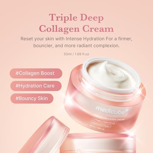 SKINZA medicube Triple Collagen Nourish and Hydrate Duo with collagen cream and serum for skin hydration and firming.