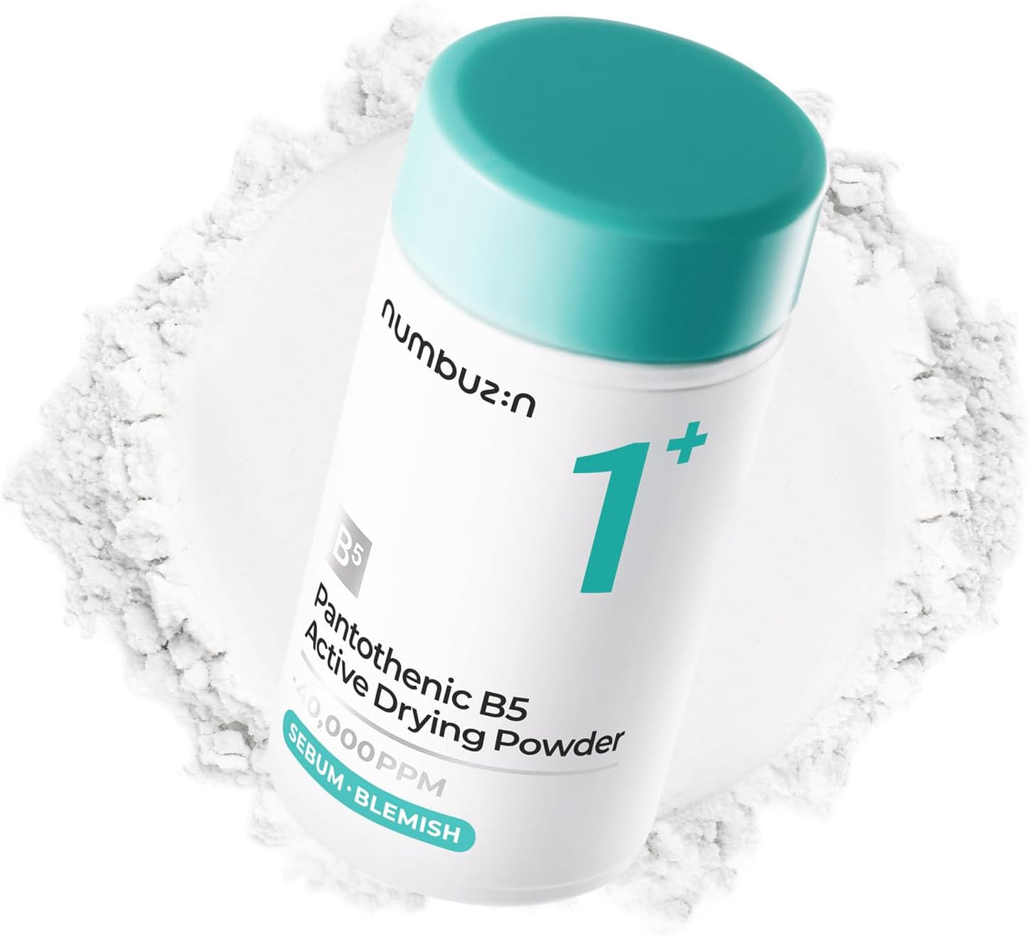 Numbuzin No.1 Pantothenic B5 Active Drying Powder in a jar, showing the special treatment powder with a smooth, powdery texture.