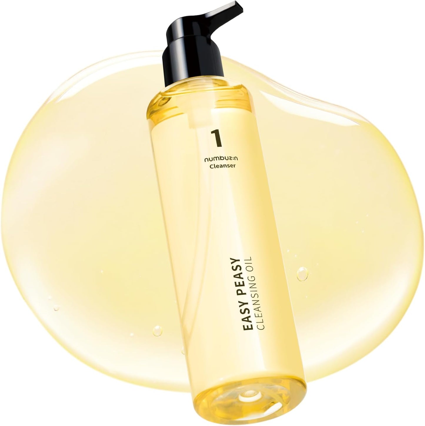 Numbuzin No.1 Easy Peasy Cleansing Oil bottle and pump for gentle makeup removal and facial cleansing.