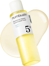 Numbuzin No.5 Vitamin Boosting Essential Toner bottle with clear liquid and minimalist label, skincare product for radiant skin.
