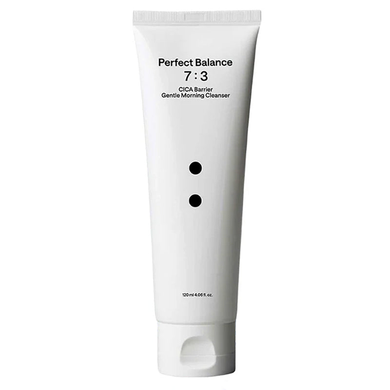 B : Lab CICA Barrier Gentle Morning Cleanser in a white tube with green accents, suitable for sensitive skin.