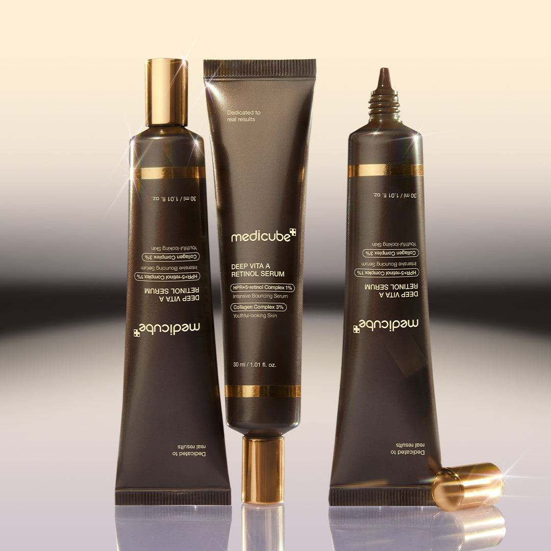 Deep Reviving Bakuchiol Retinol Serum for deep line removal, anti-aging skincare, in a sleek bottle with dropper applicator.