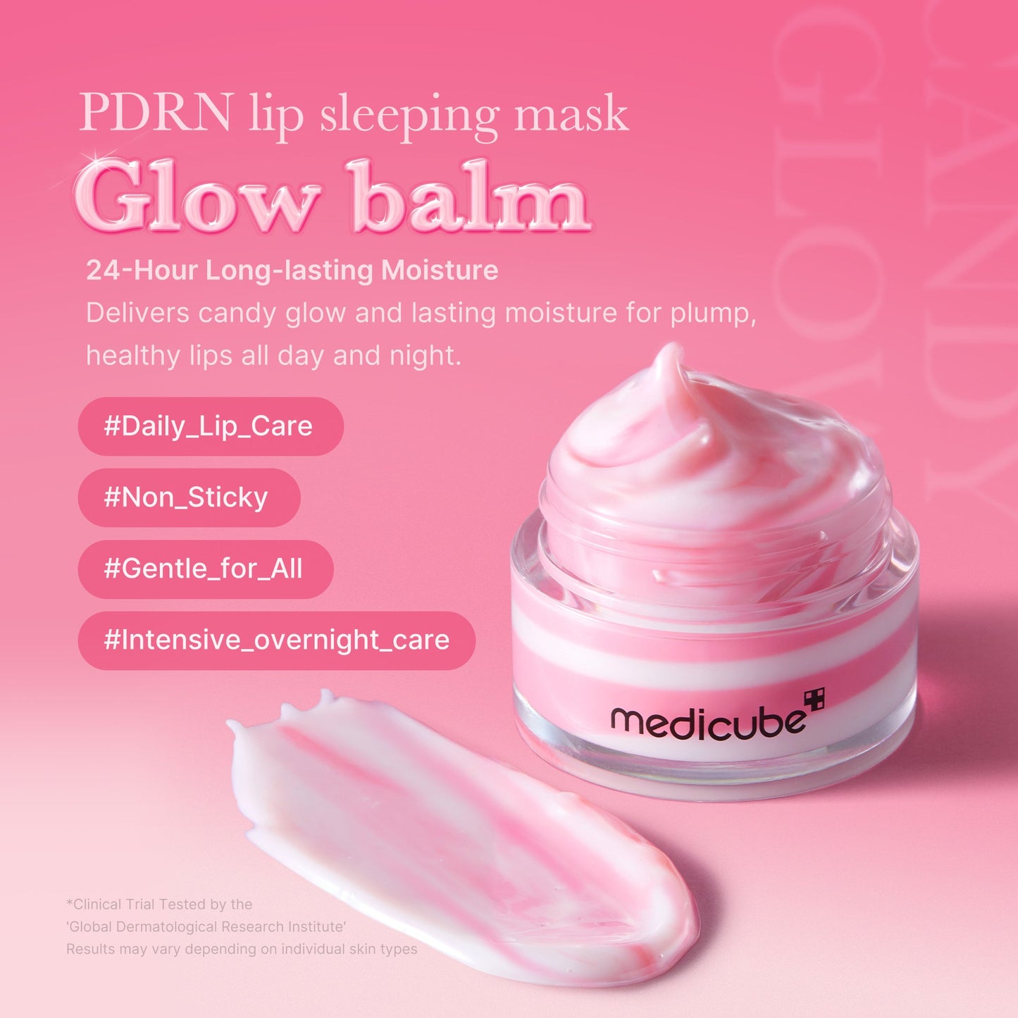 Pink PDRN Lip Sleeping Mask from PINK PDRN LINE by Shopify_Me displayed in a sleek jar with a smooth, glossy finish.
