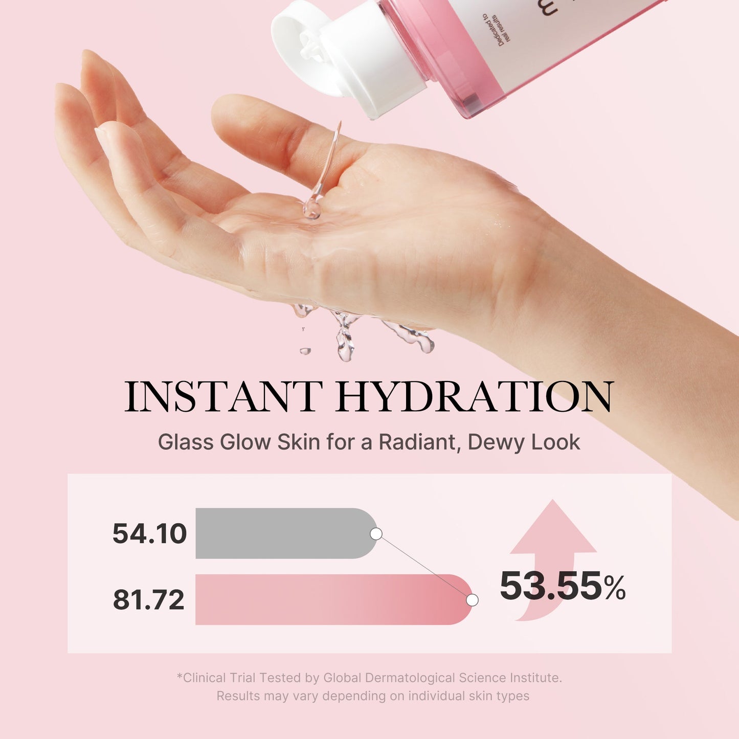 Pink PDRN Line PDRN Pink Peptide Toner from Shopify_ME, featuring a clear bottle with pink liquid and a white cap.