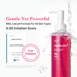 MEDICUBE PDRN Pink Gel Cleanser for face, featuring a pink gel formula in a clear pump bottle, suitable for gentle skin cleansing.