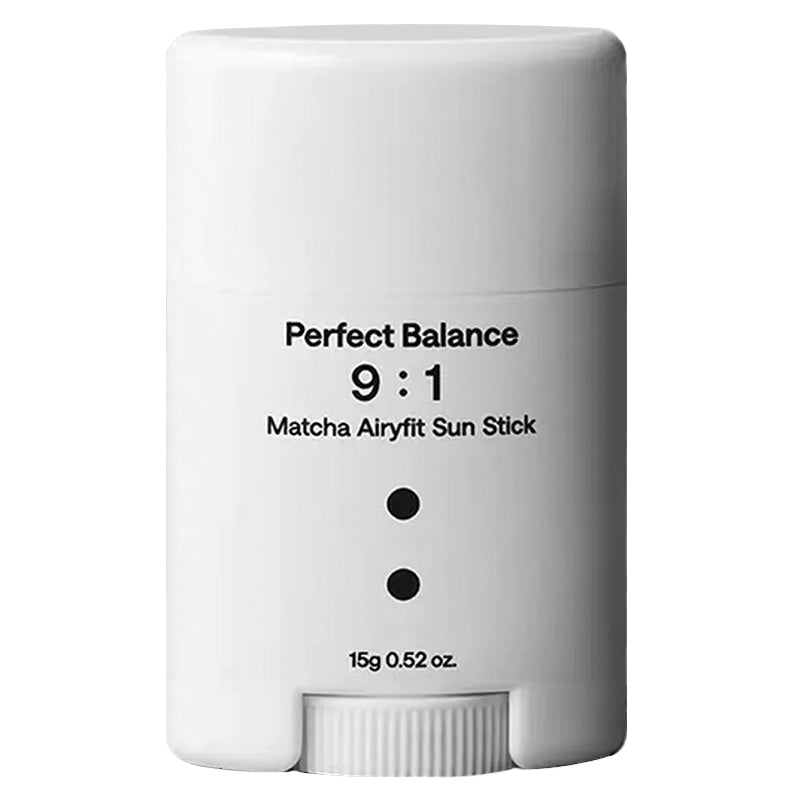 B : Lab Matcha Airyfit Sun Stick SPF50+ PA++++ sunscreen in sleek stick form with green and white packaging.