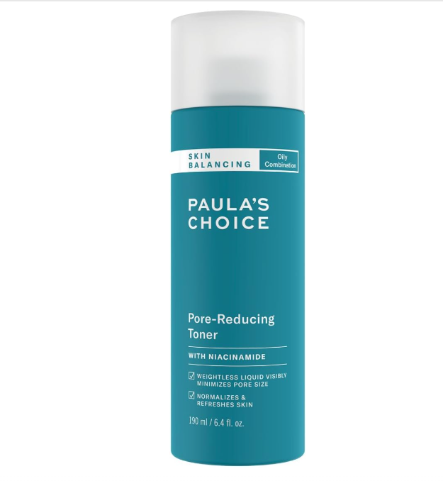 SKINZA aula’s Choice Skin Balancing Pore-Reducing Toner bottle with clear label showing on a white background