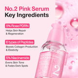 Numbuzin No.2 Rose PDRN Collagen Plumping Serum in a sleek bottle, featuring a pink rose design, for youthful, hydrated skin