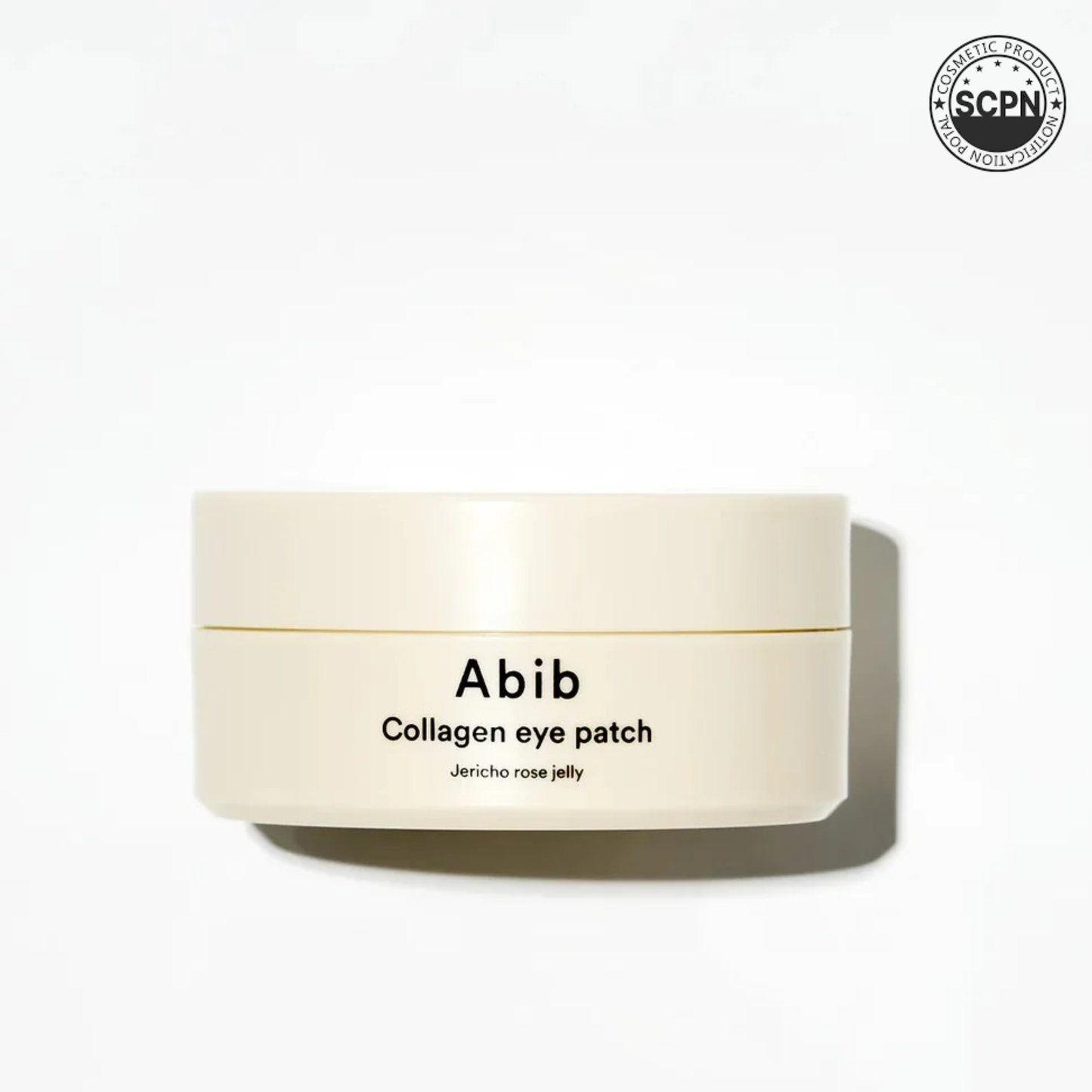 Abib Jericho Rose Jelly Collagen Eye Patch, soothing eye care with rose and collagen, showing the gel patches on skin.