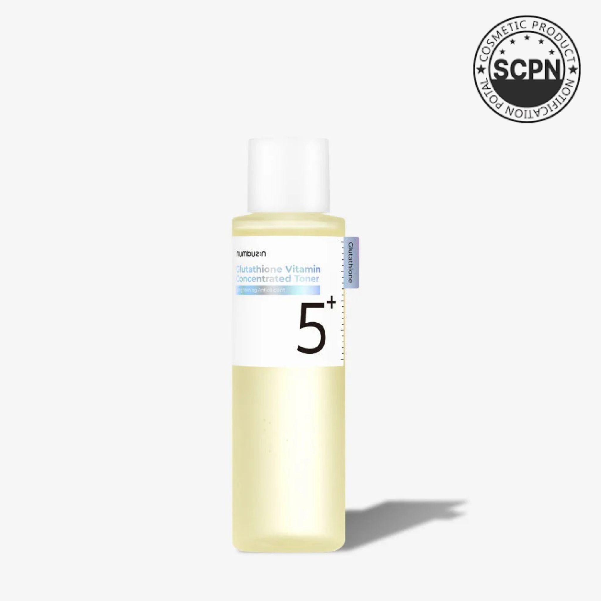 Numbuzin No.5 Vitamin Boosting Essential Toner in a clear bottle, with a liquid formula and minimalist label design.