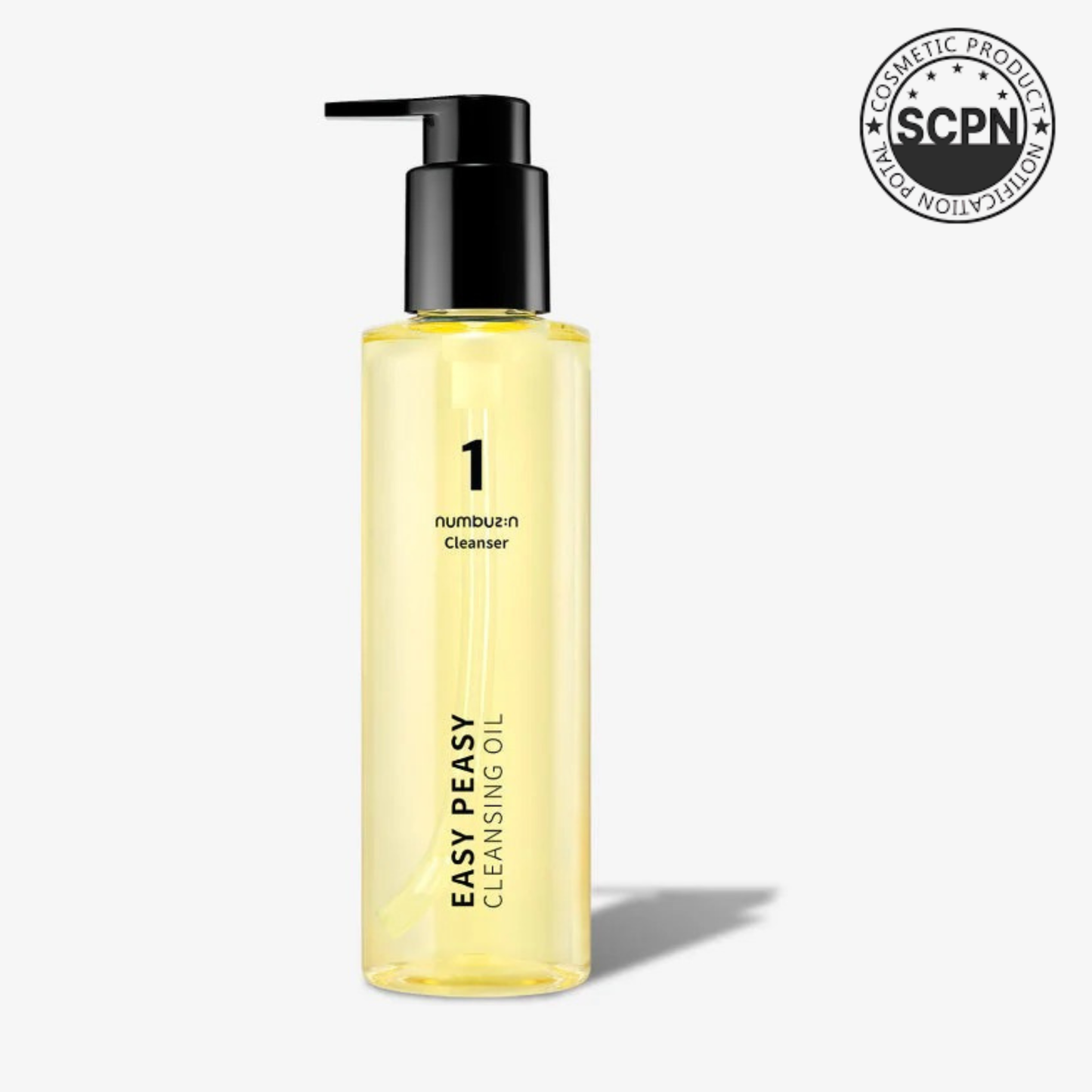Numbuzin No.1 Easy Peasy Cleansing Oil cleanser bottle with pump for gentle face cleansing and makeup removal.