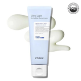 COSRX Ultra-Light Invisible Sunscreen SPF 50 face moisturizer in a tube, showing smooth, lightweight sunscreen formula.