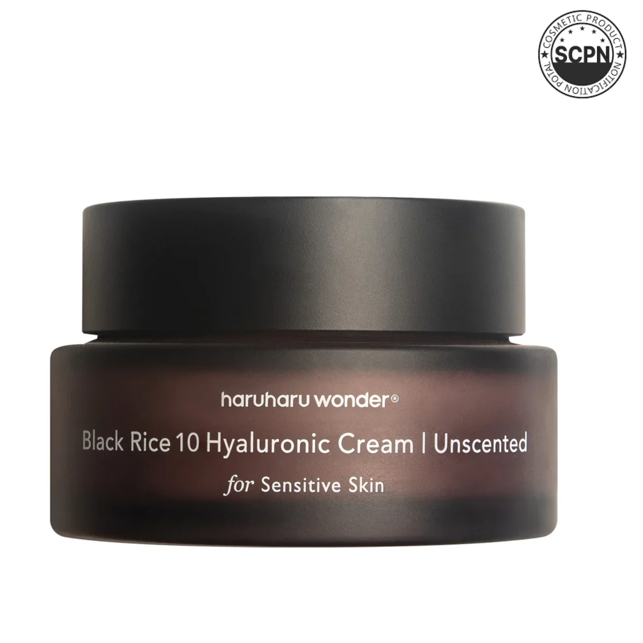 Haruharuwonder 10 Hyaluronic Cream face cream with unscented formula, shown in a jar with smooth, hydrating texture.