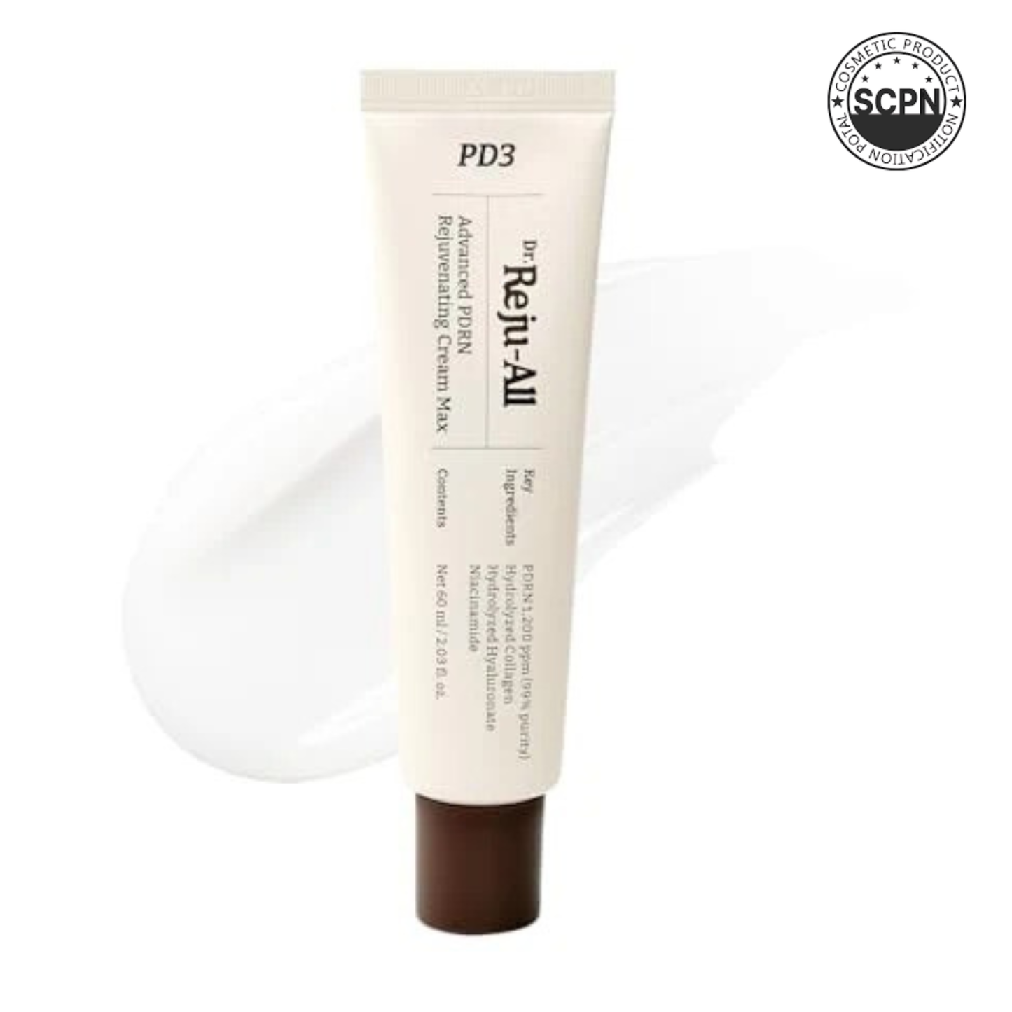 Dr.Reju-All Advanced PDRN Rejuvenating Cream featuring pure salmon DNA gel for skin renewal and anti-aging benefits.