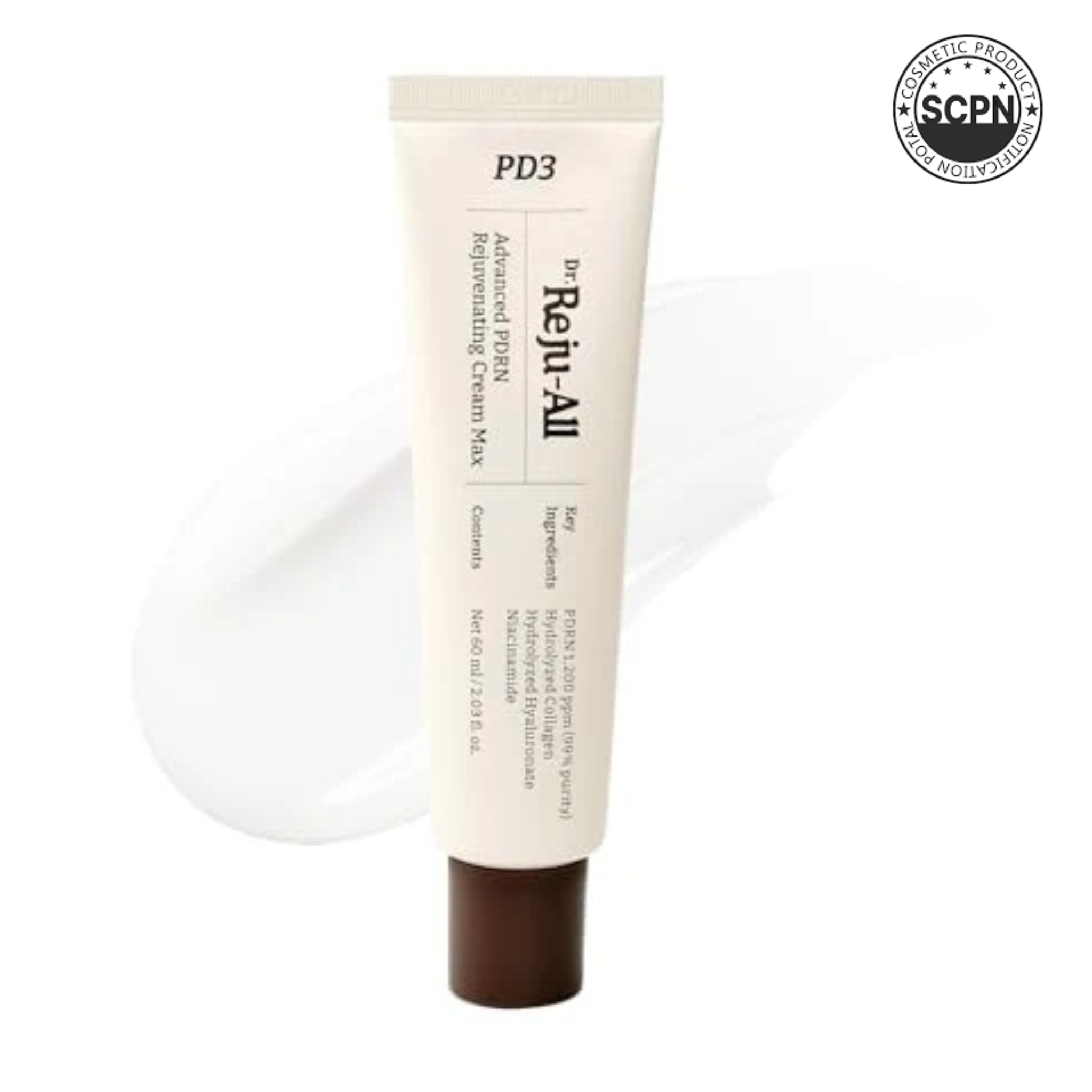 Dr.Reju-All Advanced PDRN Rejuvenating Cream featuring pure salmon DNA gel for skin renewal and anti-aging benefits.