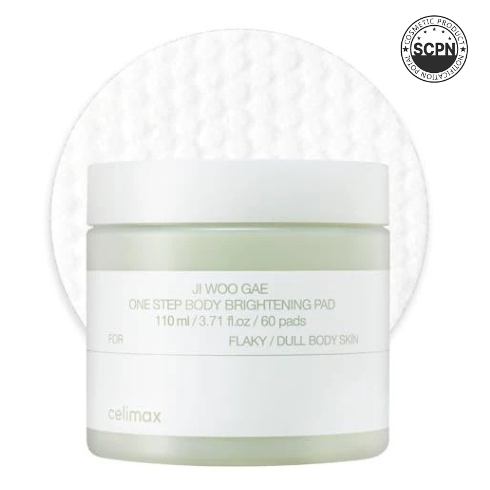 Celimax One Step Body Brightening Pad toner pad with brightening ingredients for smooth, radiant skin.