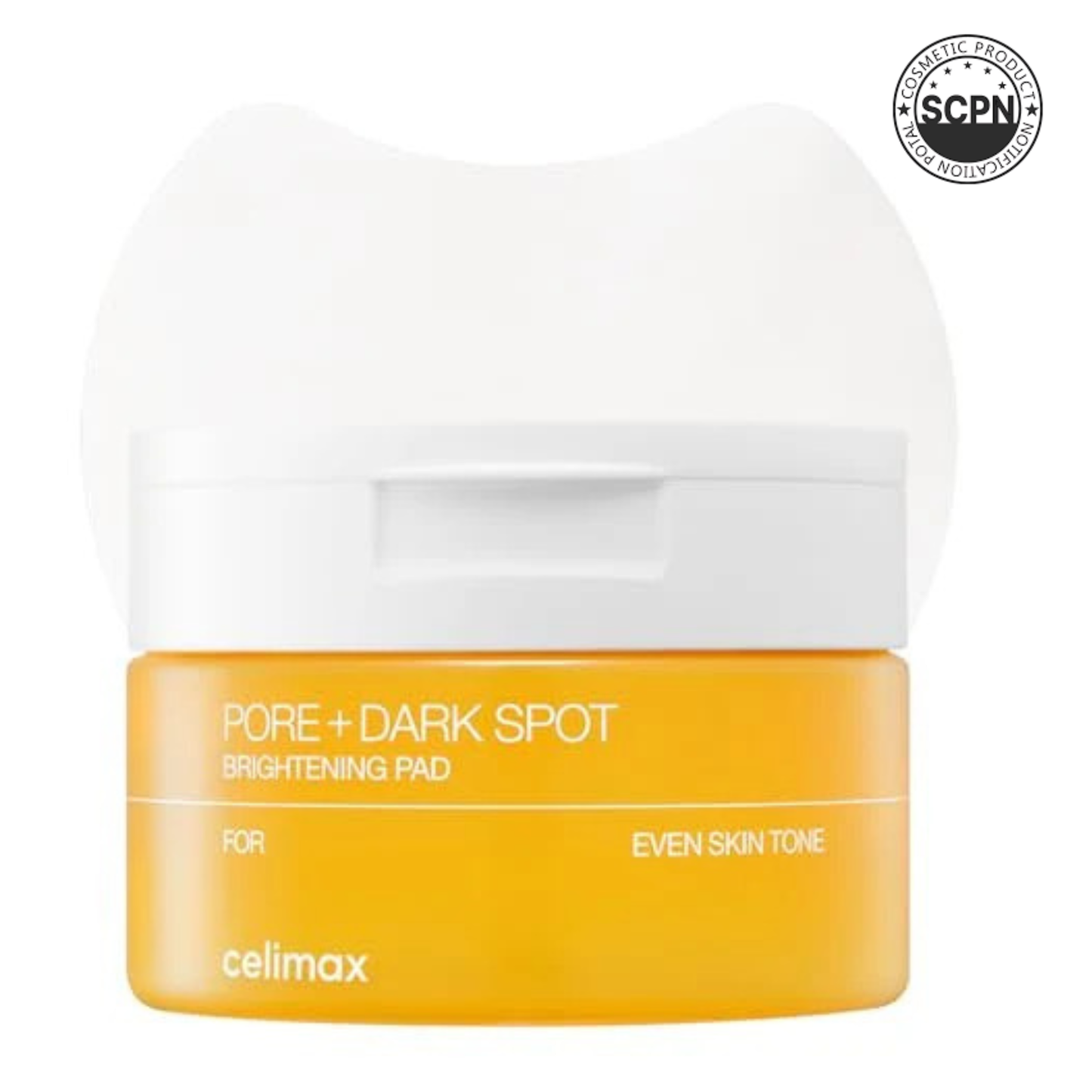 Celimax Ji.Woo.Gae exfoliating face pads for pore and dark spot reduction, shown with textured cotton pads in a skincare setting.