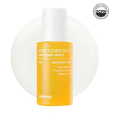 Celimax Pore Dark Spot Brightening Serum Gel in a clear jar with a silver lid, showcasing the smooth serum texture.