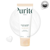 Purito Oat In Calming Gel Cream for face care, with soothing oat extract and lightweight texture, in a white jar.