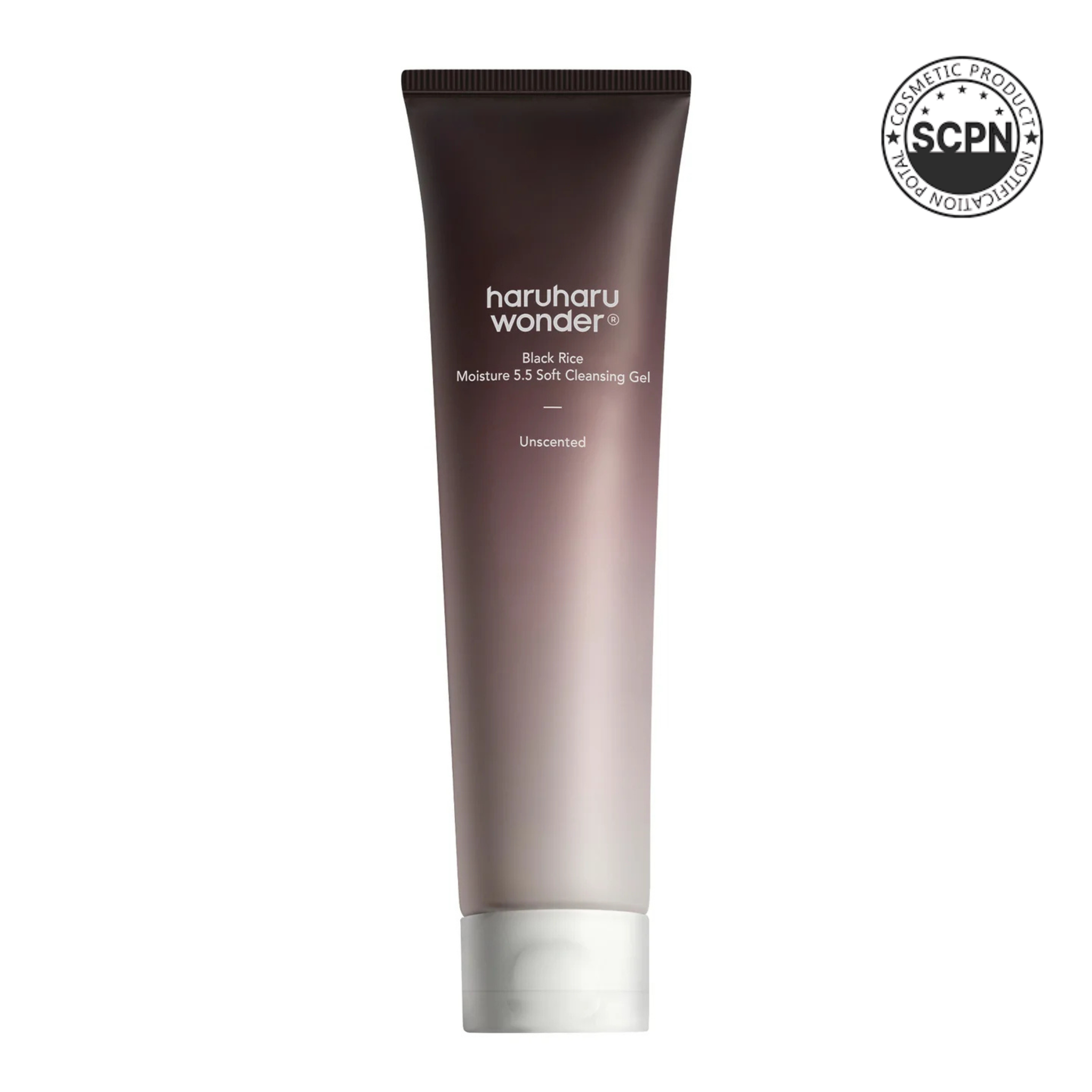 Haru Haru Black Rice Moisture Soft Cleansing Gel in a white tube, designed for face cleansing by HARUHARUWONDER.