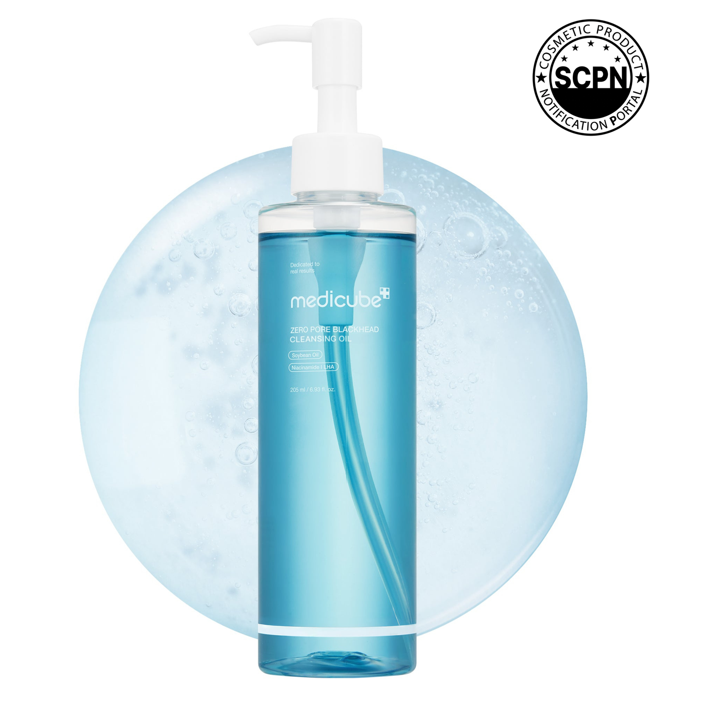 Medicube Zero Pore Blackhead Deep Cleansing Oil face essence bottle with black and white packaging and a pump dispenser.