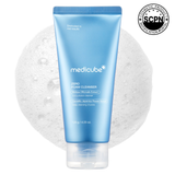 Bottle of Medicube Zero Foam Cleanser from the ZERO LINE Pore Care range, featuring a sleek white and blue design.