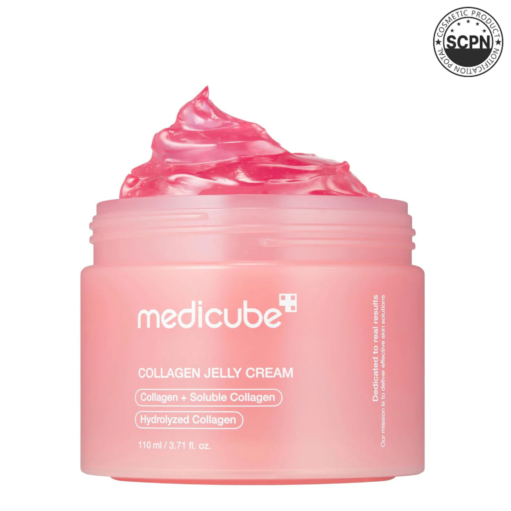 Medicube Collagen Jelly Cream glow moisturizer in 110ml jar, featuring a smooth, translucent jelly texture for radiant skin.