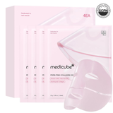 Medicube PDRN Pink Collagen Gel Mask pack with four face masks, designed to hydrate and rejuvenate the skin.