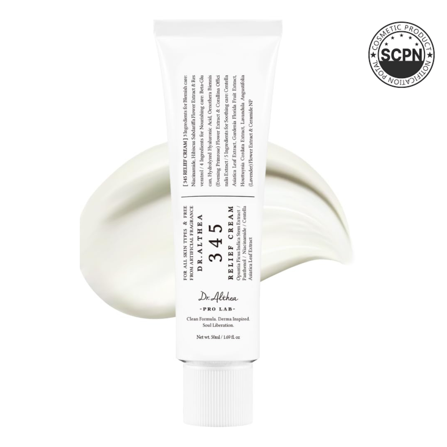 Doctoralthea 345 Relief Cream jar showing the soothing cream inside, designed for skin relief and irritation reduction.