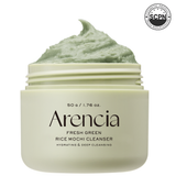 Arencia Fresh Green Rice Mochi Cleanser for face, showing the product bottle with green rice mochi extract on a clean background.