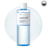 Medicube Zero Pore Toner bottle with clear liquid and minimalist design, designed to reduce pore appearance and clarify skin.