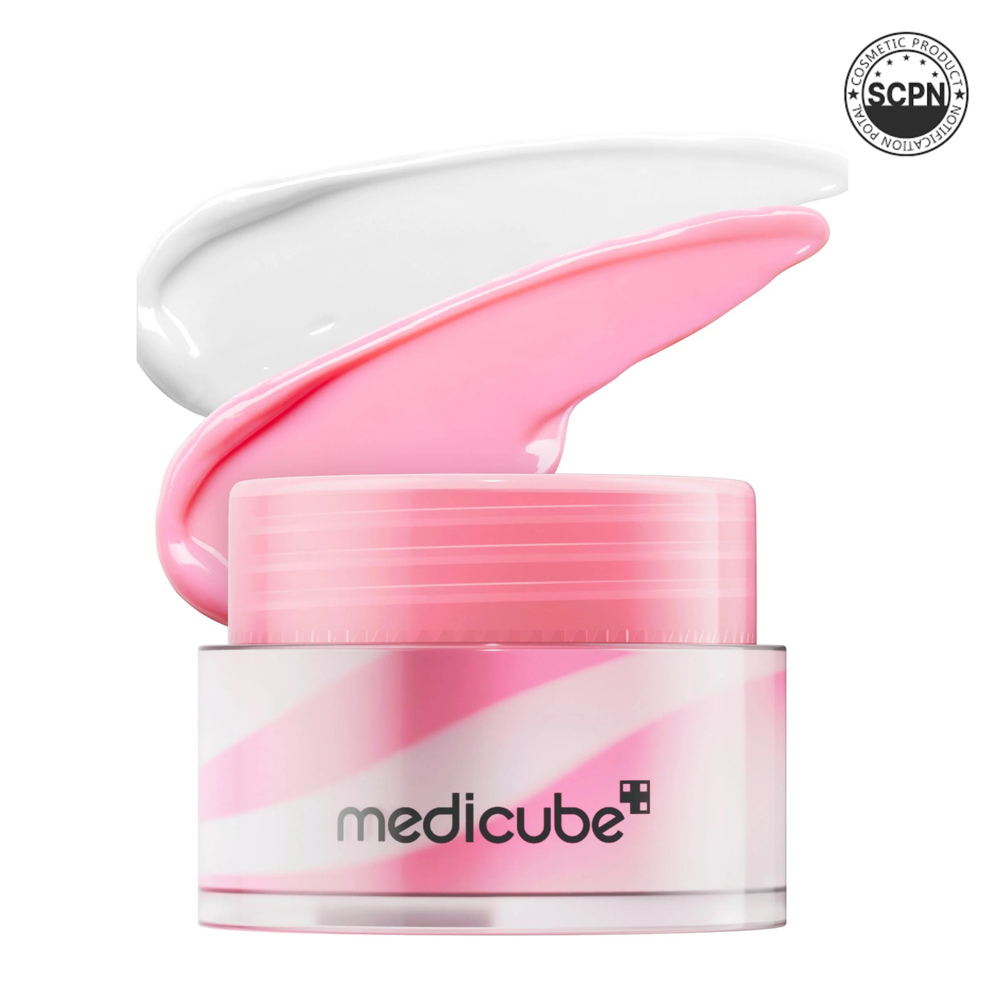 Pink PDRN Lip Sleeping Mask from Medicube's PINK PDRN LINE, showing the jar with the pink lid and product label.