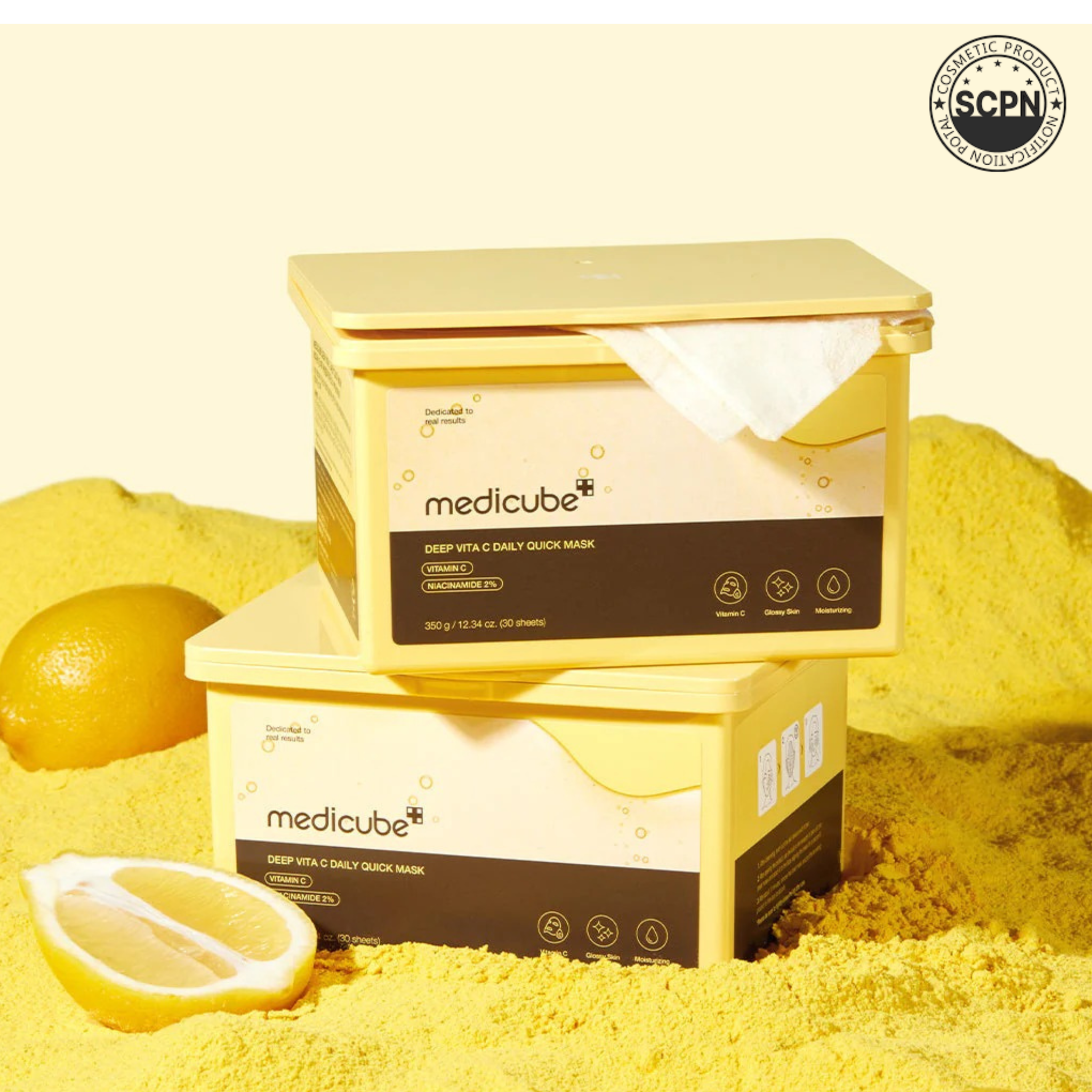 Medicube Deep Vita C Daily Quick Mask for deep line reduction and anti-aging skincare, featuring brightening vitamin C formula.