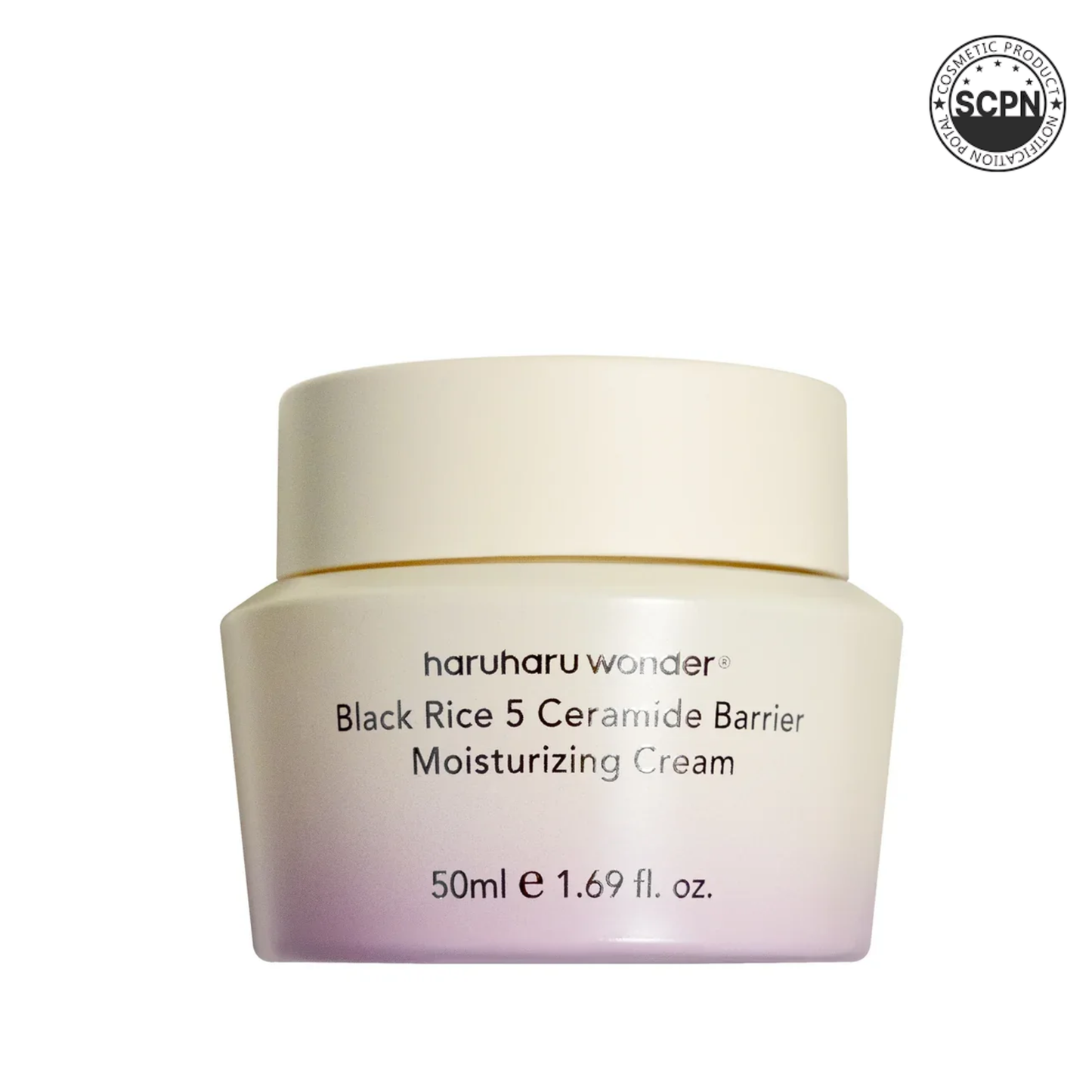 HARUHARUWONDER 5 Ceramide Barrier Moisturizing Face Cream jar, unscented, with a smooth, creamy texture and minimalist packaging.