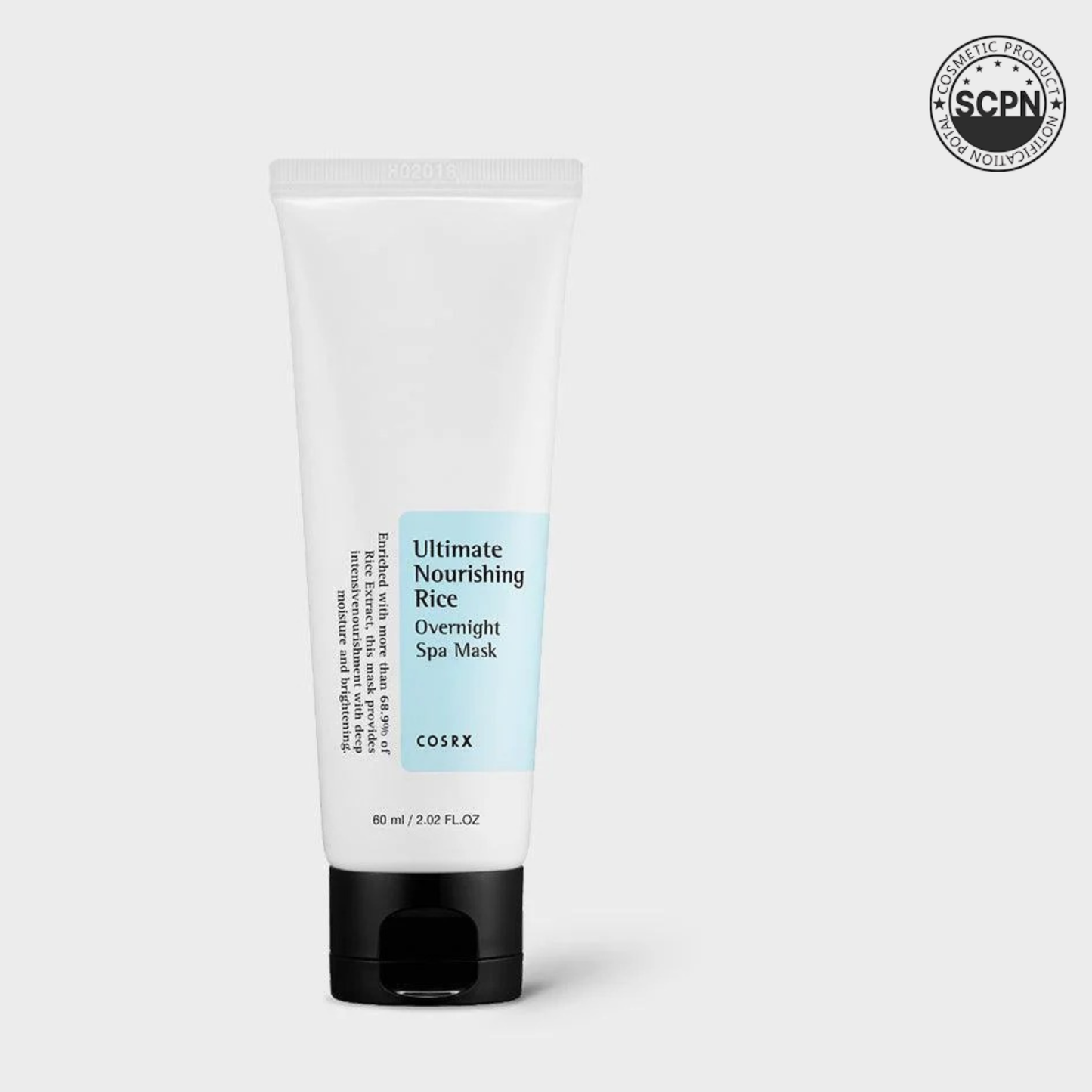 COSRX Ultimate Nourishing Rice Overnight Spa Mask in a jar, showing the soothing face mask with rice extract for deep hydration and skin renewal.