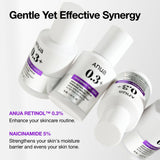 Anua US Nano Retinol 0.3% + Niacin renewing serum ampoule in a 30ml bottle with dropper, designed for skin renewal and brightening.