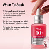 Anua Niacinamide 10 TXA 4 serum ampoule in a 30ml bottle, designed for brightening skin and reducing dark spots.