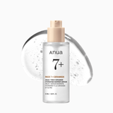 Anua US Rice Ceramide 7 Hydrating Barrier Serum ampoule, 50ml, with clear dropper and golden liquid inside a glass bottle.