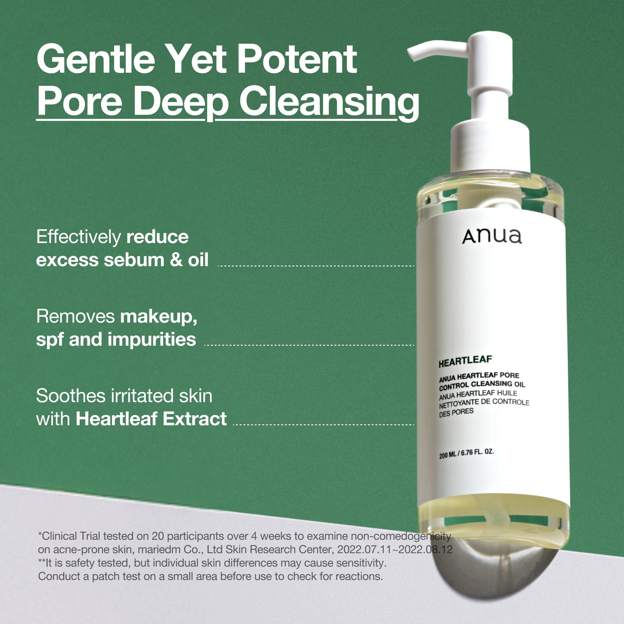 Anua US Heartleaf Pore Control Cleansing Oil in a 200ml bottle, designed to purify pores and cleanse the skin effectively.