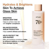Anua Rice 70 Glow Milky Toner bottle, 250ml, with a soft, milky appearance and minimalist label design.