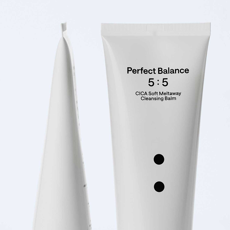 B : Lab CICA Soft Meltaway Cleansing Balm in a jar, showing a smooth, creamy texture for gentle skin cleansing.