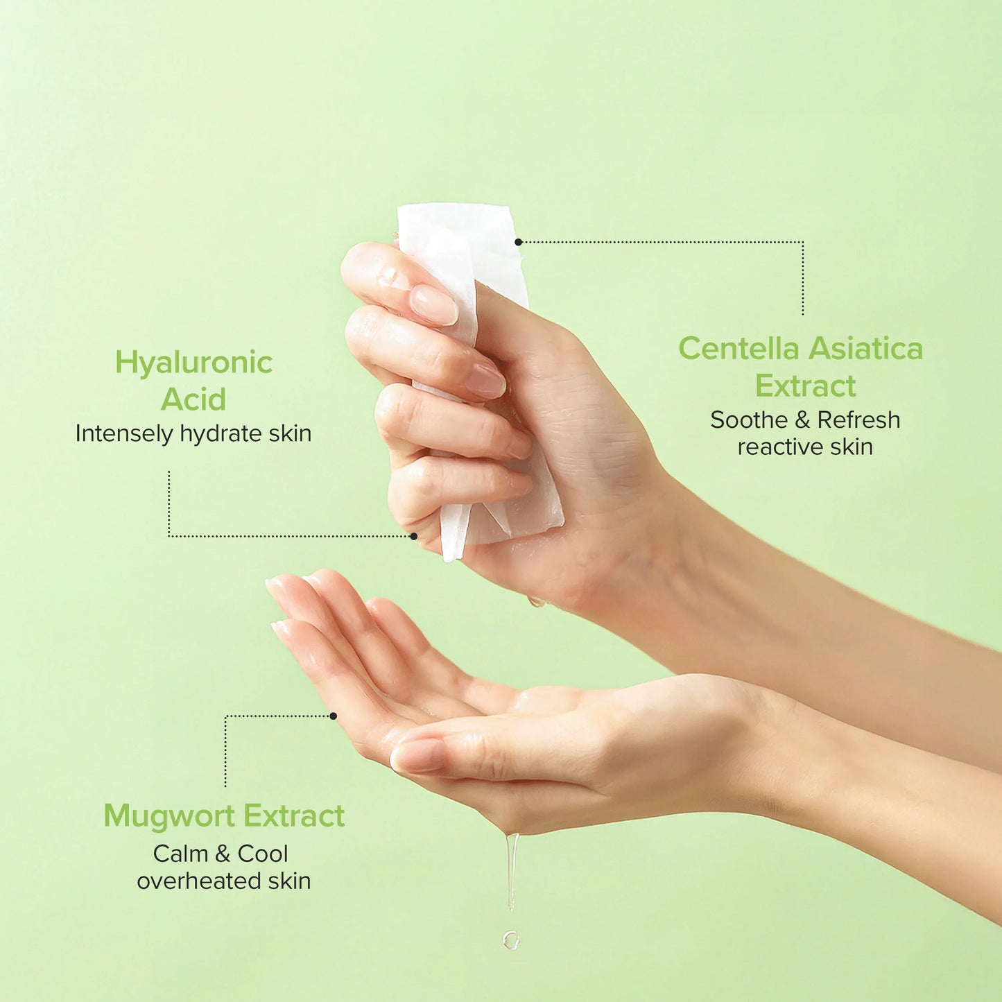 Beauty of Joseon Centella Asiatica Calming Face Mask sheets, natural skincare for soothing and hydrating skin, 10 sheets in package.