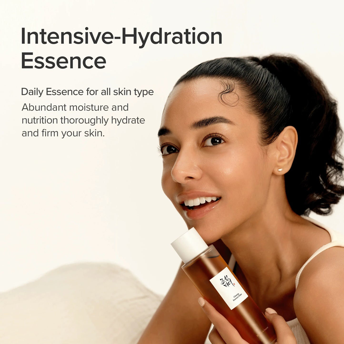Bottle of Beauty of Joseon Ginseng Essence Water for face care with clear label and natural ginseng root illustration on the packaging.