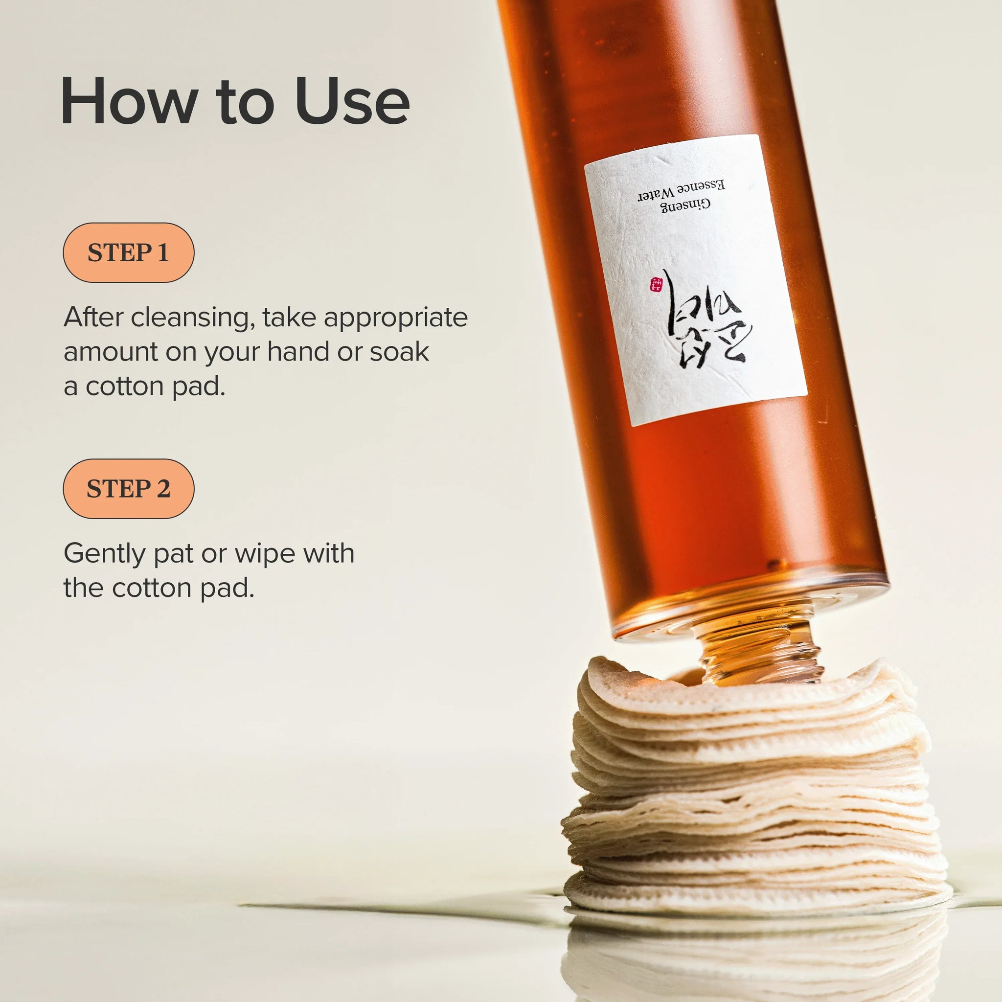 Bottle of Beauty of Joseon Ginseng Essence Water for face care, featuring clear liquid and traditional Korean packaging.