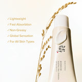 Beauty of Joseon Relief Sun Rice + Probiotics sunscreen bottle with SPF50+ PA+++ and natural rice extract ingredients.