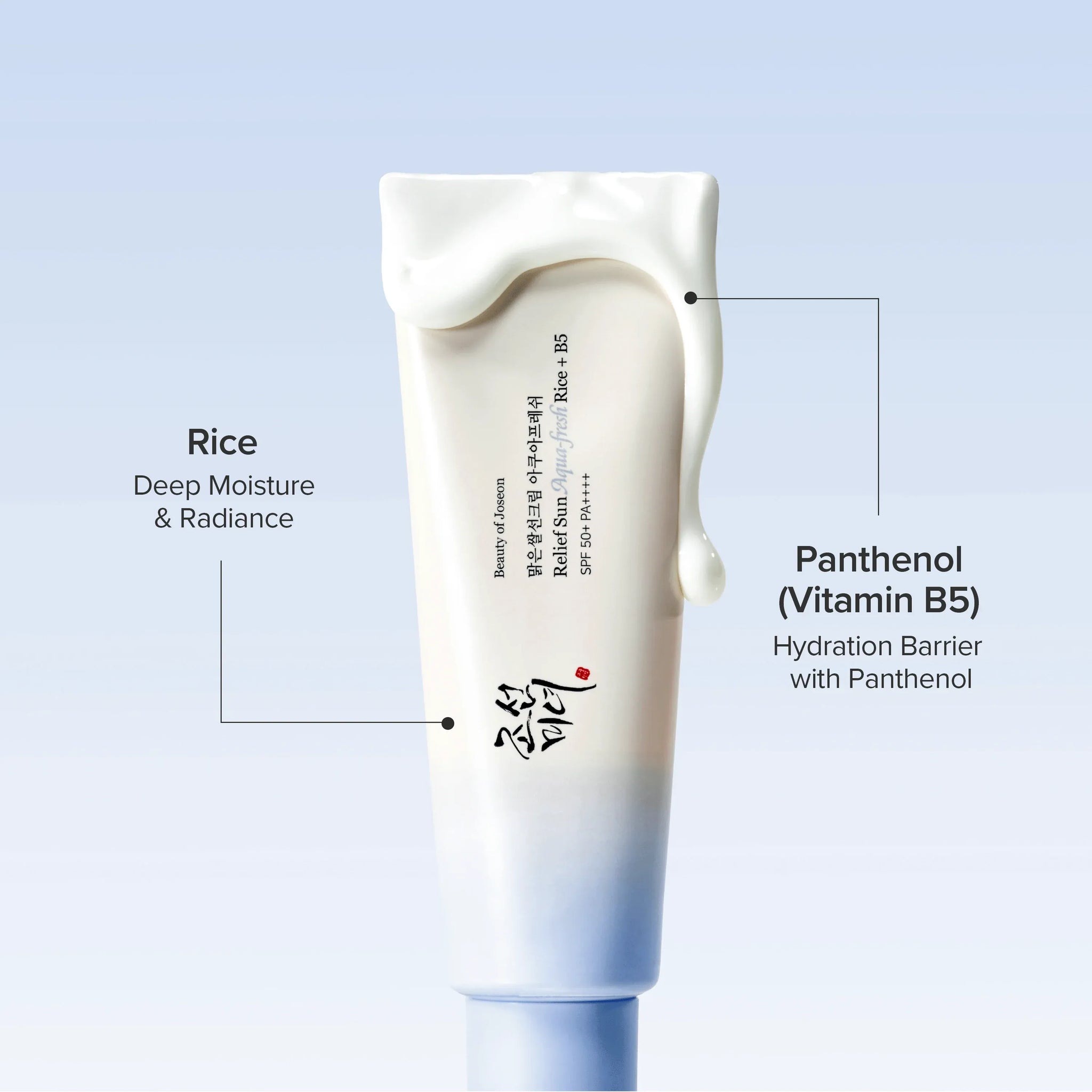 Beauty of Joseon Relief Sun Aqua-Fresh SPF50+ PA+++ sunscreen in a tube with a lightweight, hydrating formula for sun protection.