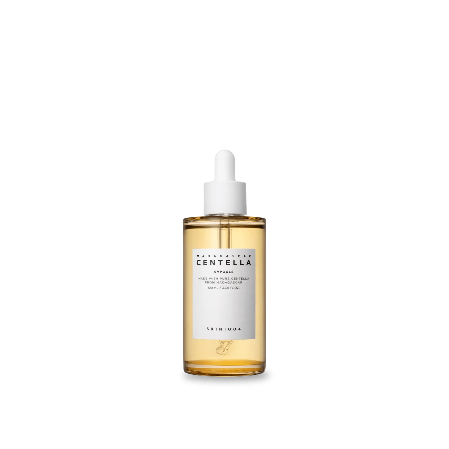 SKINZA SKIN1004 Madagascar Centella Ampoule serum bottle with label, showcasing the skincare product for soothing and healing skin.