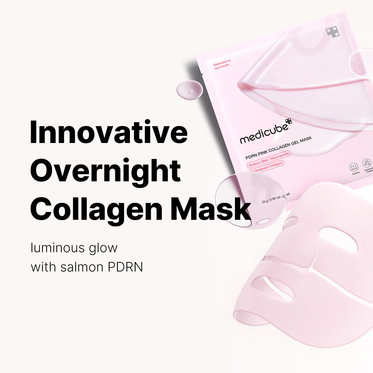 Medicube Pink Collagen Gel Mask with text on a white background